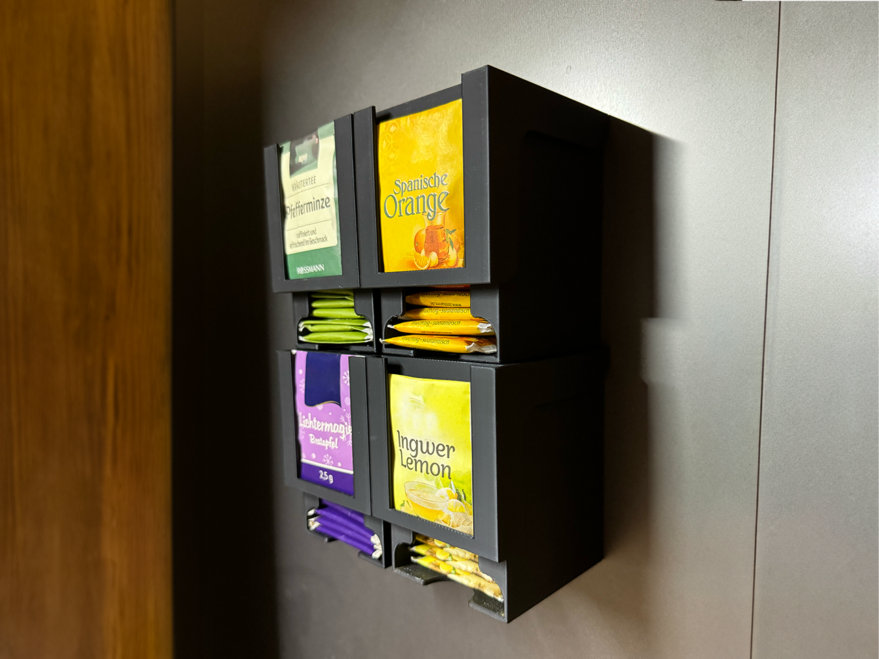 4-Set Magnetische Teebeutelbox | Teebeutelorganizer