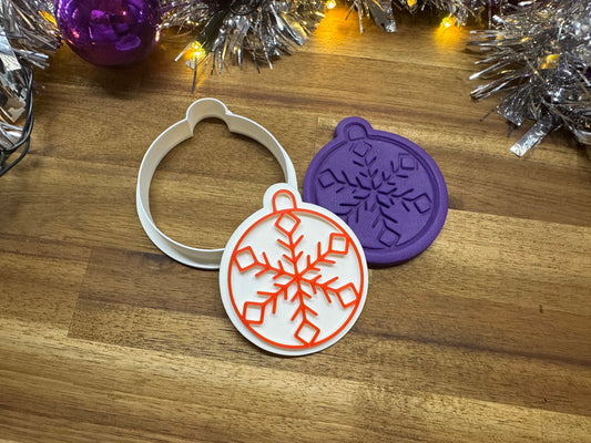 Keksausstecher - Weihnachtskugel mit Schneeflocke motiv 1