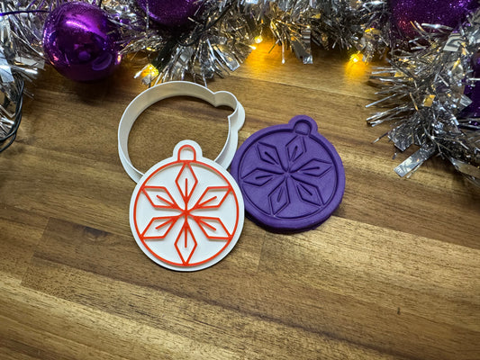 Keksausstecher - Weihnachtskugel mit Schneeflocke motiv 2